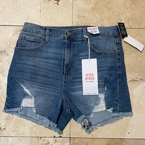 Celebrity Pink High Waist Denim Shorts - Blue